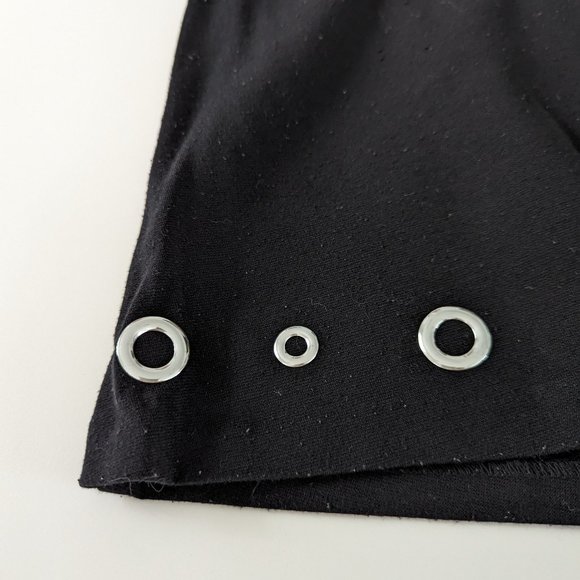 Michael Kors Black Mini Skirt with Silver Grommet Border - Picture 3 of 7